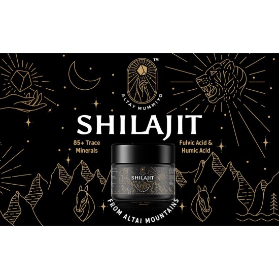 ALTAY MUMMIYO Shilajit Resin with Fulvic Acid & Trace Minerals, Original Siberian Pure Shilajit with 85+ Humic Acid Supplement, Support Metabolism & Immune System - 100 Serving / 50g