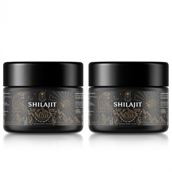 ALTAY MUMMIYO Shilajit Resin with Fulvic Acid & Trace Minerals, Original Siberian Pure Shilajit with 85+ Humic Acid Supplement, Support Metabolism & Immune System, Pack of 2